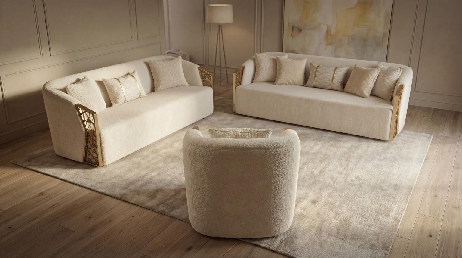 Queens - Beige 2PC (Sofa & Loveseat)